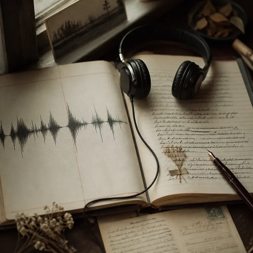Waveform and notebook showing two audio practices