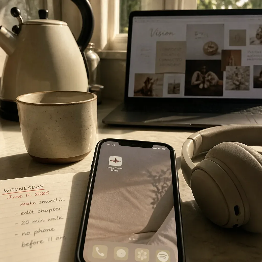 Atalho no celular para quadro de visão diário com áudio