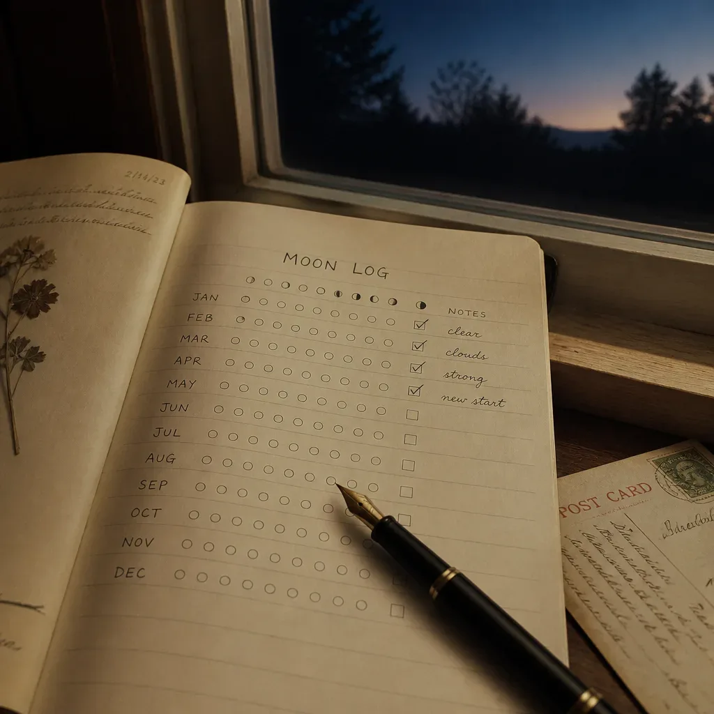 Monthly moon log with handwritten reset notes
