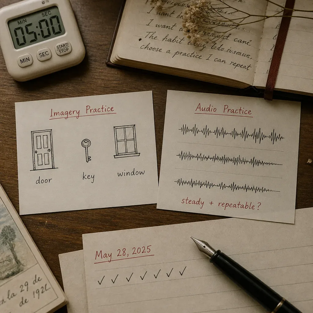 Practice cards comparing imagery and audio