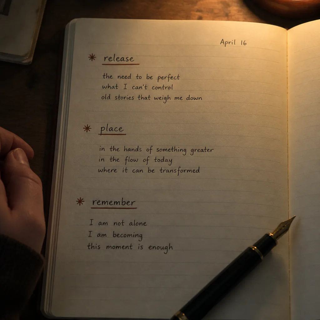 Journal page with release place remember sections
