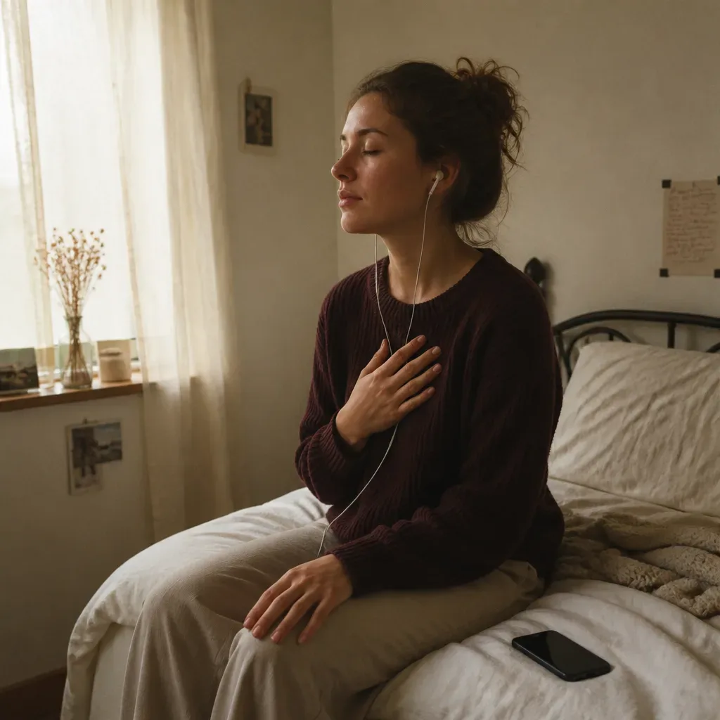 Person listening before checking their phone