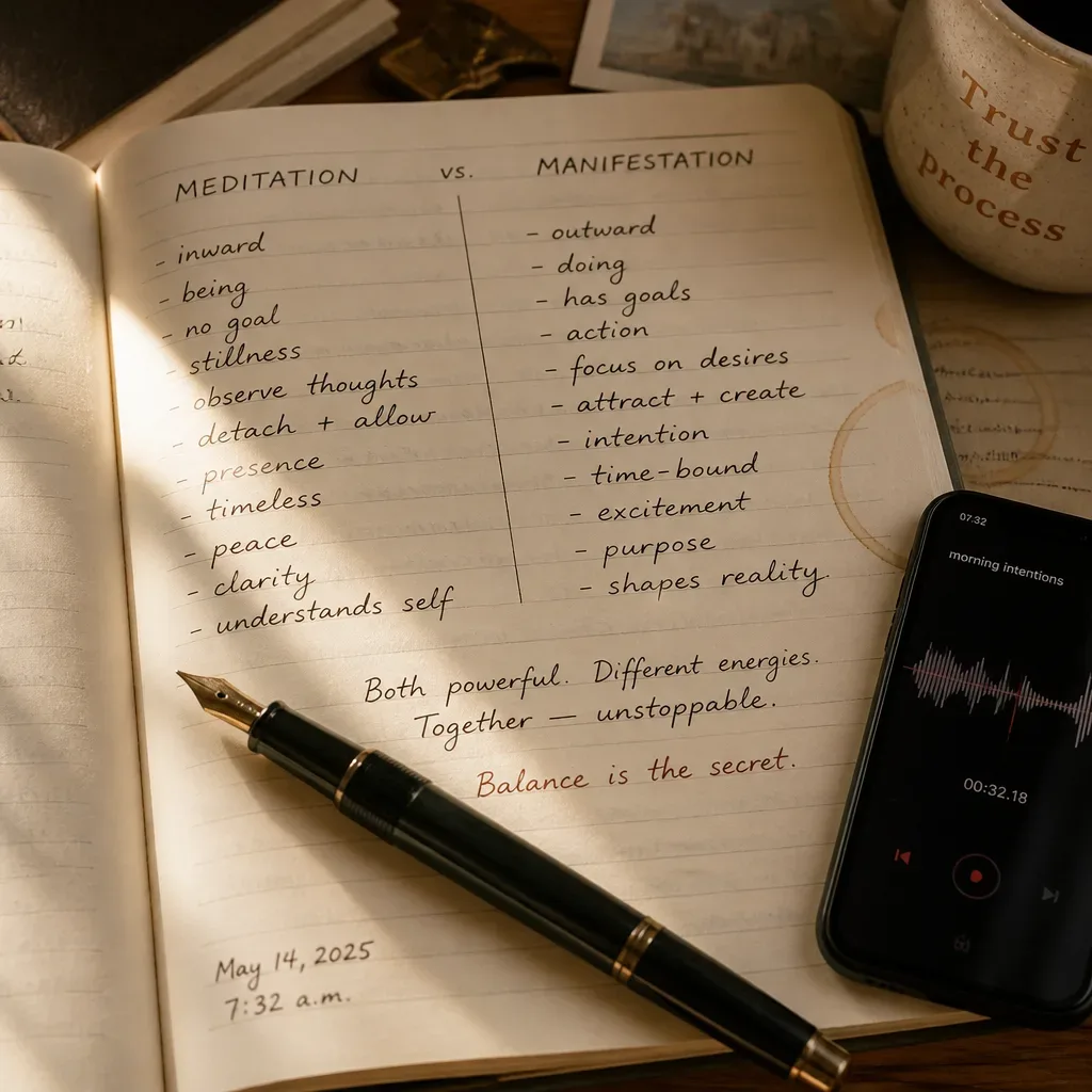 Journal comparing meditation and future-self audio