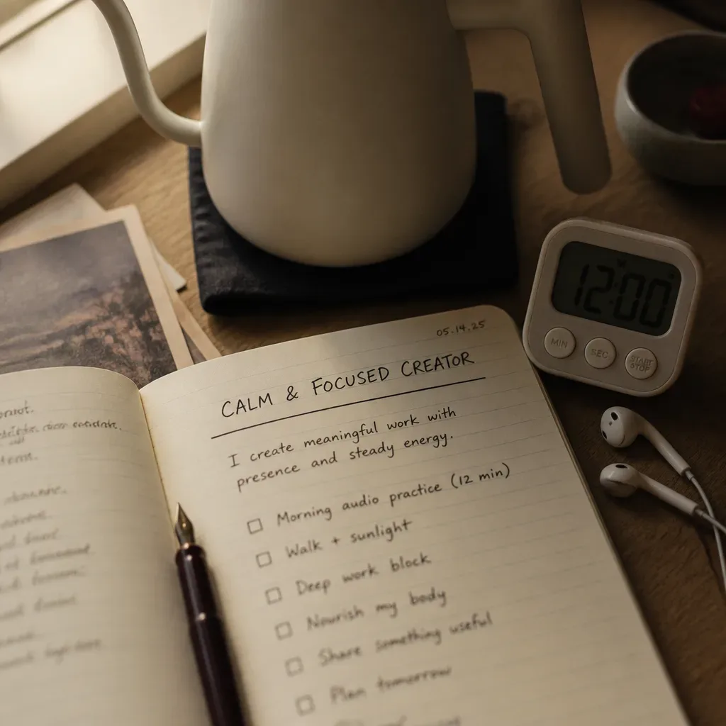Journal prepared for a future-self audio session