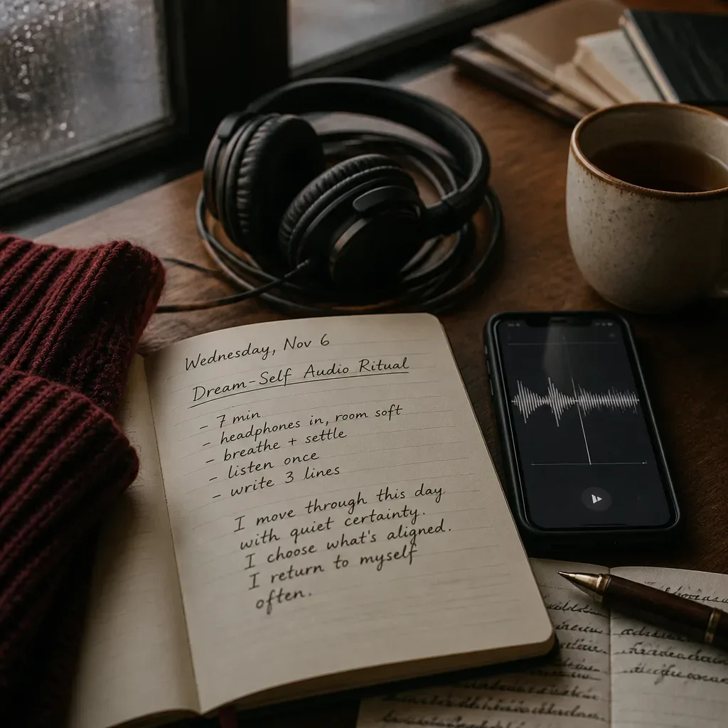 Dream-Self audio notes beside morning coffee