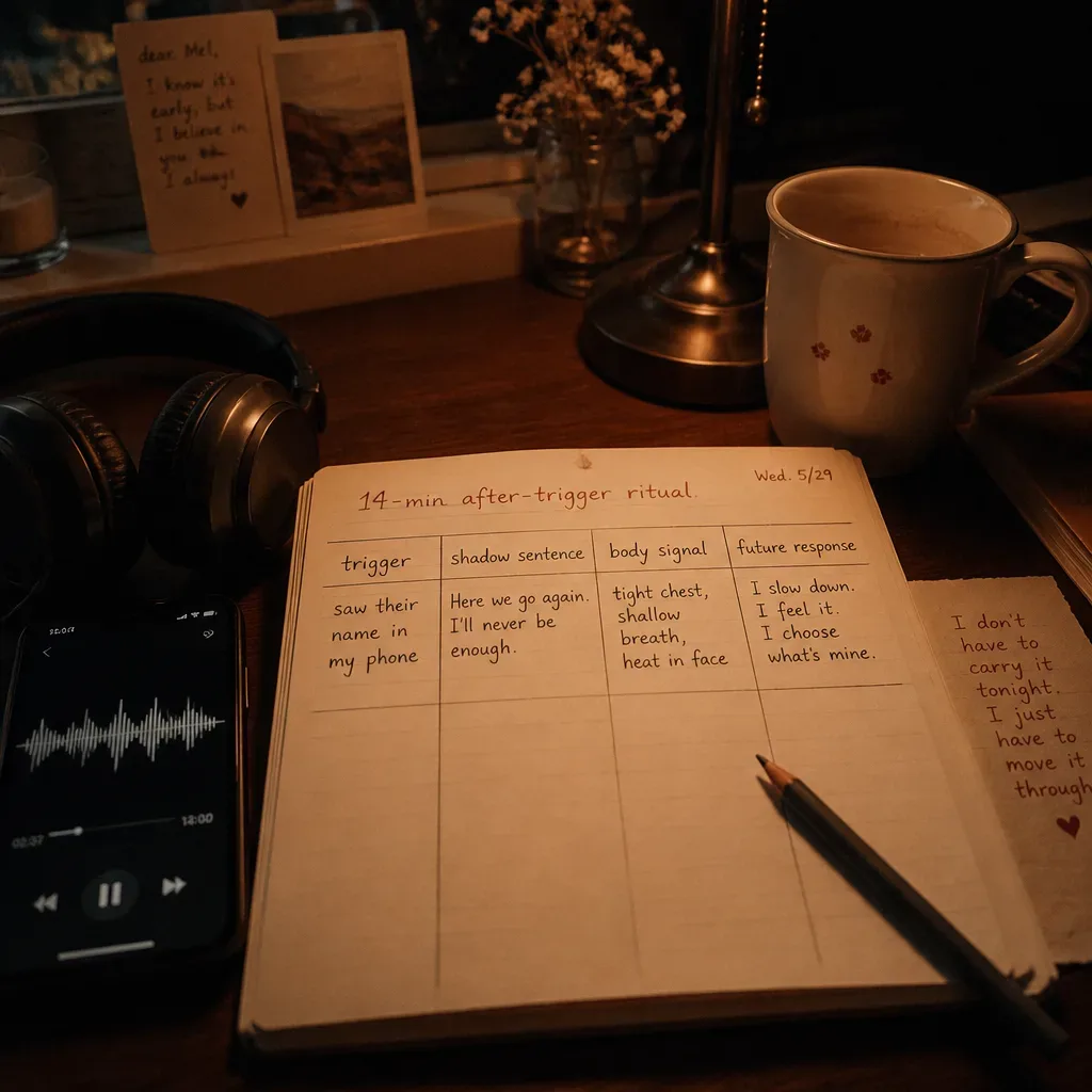 Notebook and headphones for after-trigger reflection